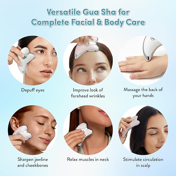 Éclat Gua Sha Facial Massager for Lymphatic Drainage, Face, Neck & Body Scraping Tool, Heated Electric Portable Face Lift Beauty Device, Jawline Shaper, Double Chin Reducer for Firming & Contouring