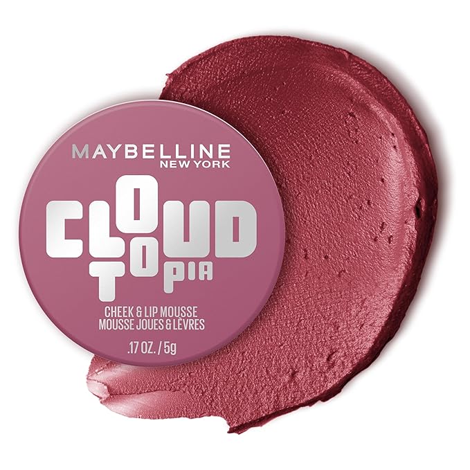 Maybelline Cloudtopia Blush for Cheeks and Lip Mousse, Ultra-Vivid, Pigmented Formula for Up to 14HR of Blush and Lip Makeup Color, Twilight Berry, 1 Count