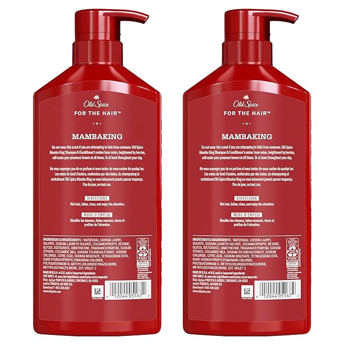 Old Spice MambaKing 2-in-1 Shampoo and Conditioner Set for Men, Healthier, Fuller, More Moisturized Looking Hair, 21.9 Fl Oz Each, Twin Pack