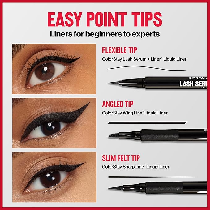 REVLON ColorStay Lash Serum + Liner, Waterproof Eyeliner, Stocking Stuffer for Her, Healthier Looking Eyelashes, Smudge-Resistant, 001 Blackest Black