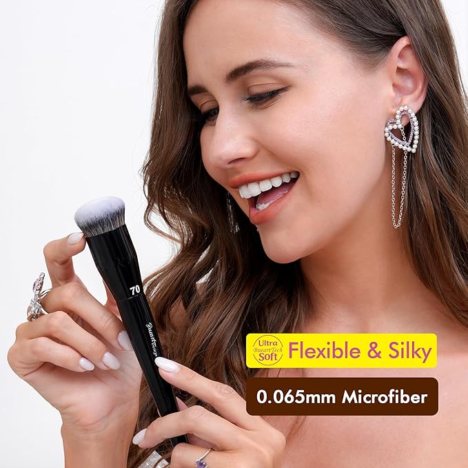 Bueart Design 19Pcs Professional Grade Labeled Makeup Brushes Set, Large Foundation Powder Contour Concealer eyeshadow Blush EyeLiner Make up Brushes,Premium Synthetic hair,Vegan Cruelty-free