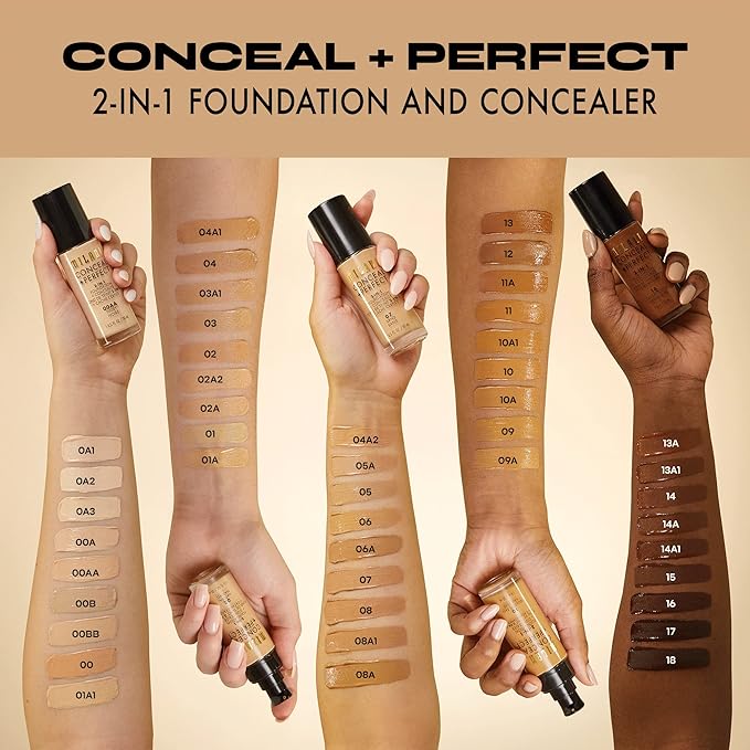 Milani Conceal + Perfect Liquid Foundation - Nude Ivory, 1 Fl. Oz.