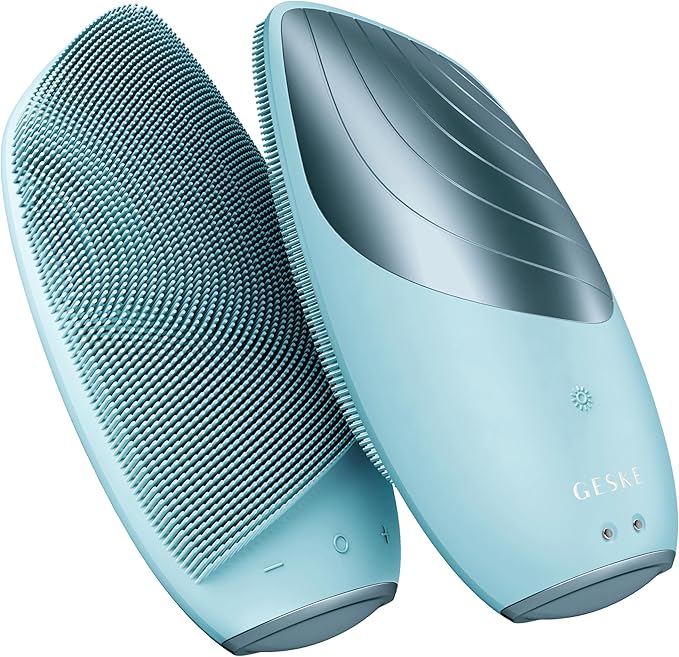 GESKE SmartAppGuided Sonic Thermo Facial Brush | 6 in 1 | Skin Cleansing | Cleansing Brush with Thermal Function | Electric Facial Massager