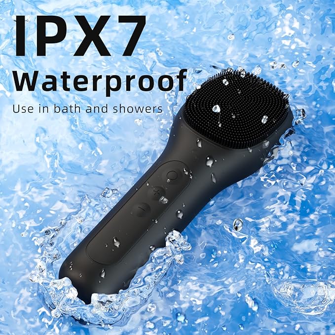 Facial Cleansing Brush Portable Waterproof Rechargeable Face Wash Brush, Electric Deep Cleaning for Men & Women (Black)