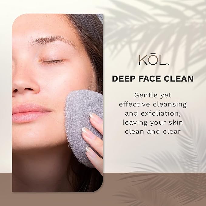KOL Face Scrubber, Charcoal Infused Exfoliating Facial Cleansing Pads, Disposable Exfoliator Face Sponge for Daily Cleaning and Makeup Removal, 8 Count
