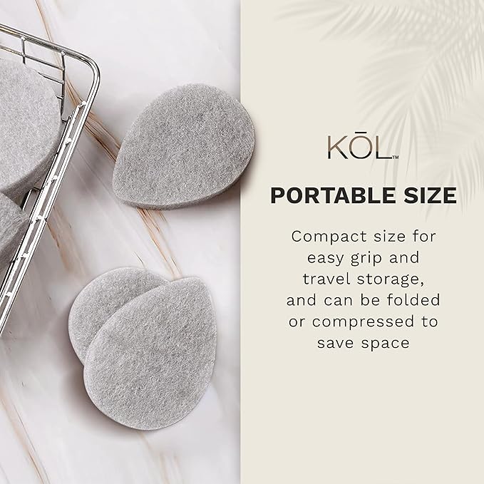 KOL Face Scrubber, Charcoal Infused Exfoliating Facial Cleansing Pads, Disposable Exfoliator Face Sponge for Daily Cleaning and Makeup Removal, 8 Count