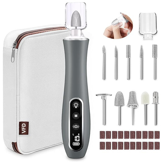 Electric Nail File Drill, Cordless 2000 mAh Rechargeable Nail Filer Electric, Portable Nail Dril 10 Speeds Professional Machine Drill for Nails Acrylic Manicure and Thick Toenails Grinder