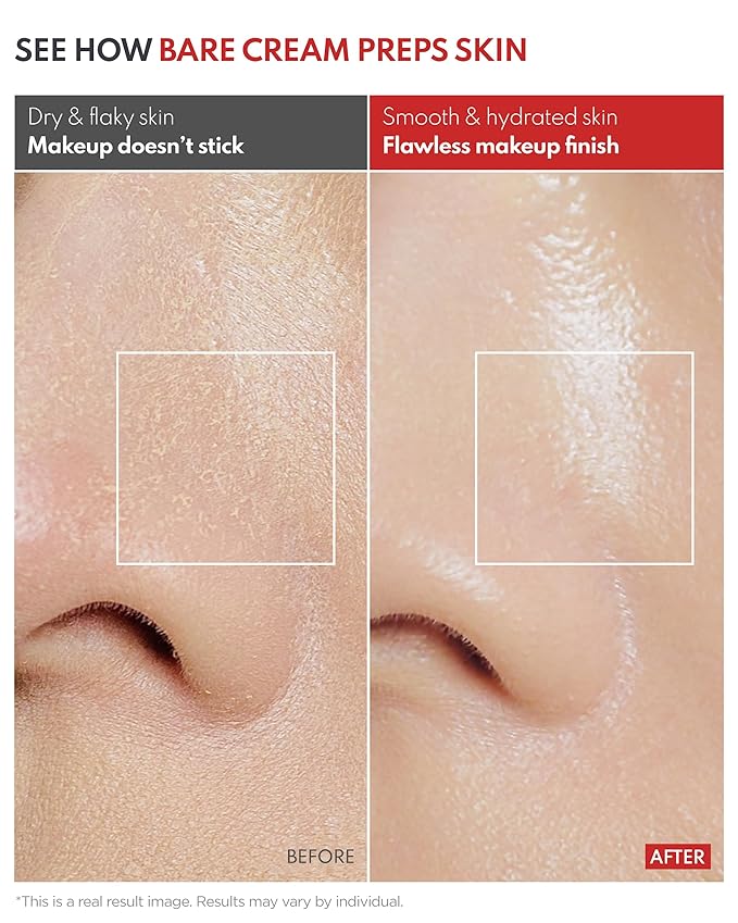 Bare Cream - JUST MAKEUP Show Korean Face Moisturizer by Top Artists Son & Park - Ceramide Hyaluronic Acid Daily K-Beauty Skincare - 100Hr Hydration Barrier Repair Makeup Primer, 5.29 oz.