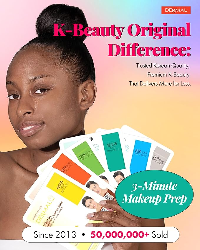 DERMAL 32 Combo Pack Made in Korea Facial Mask – 20+ Years of K-Beauty Experience, Premium Quality Korean Sheet Masks for Daily Skincare Routine