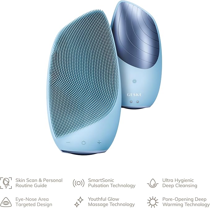 GESKE SmartAppGuided Sonic Thermo Facial Brush | 6 in 1 | Skin Cleansing | Cleansing Brush with Thermal Function | Electric Facial Massager