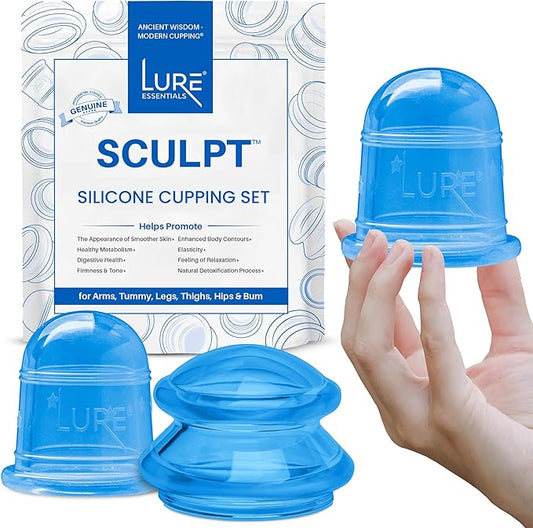 Lure Essentials Sculpt Silicone Cupping Theapy Set Anti Cellulite Cup Massager, Vacuum Suction for Lymphatic Drainage