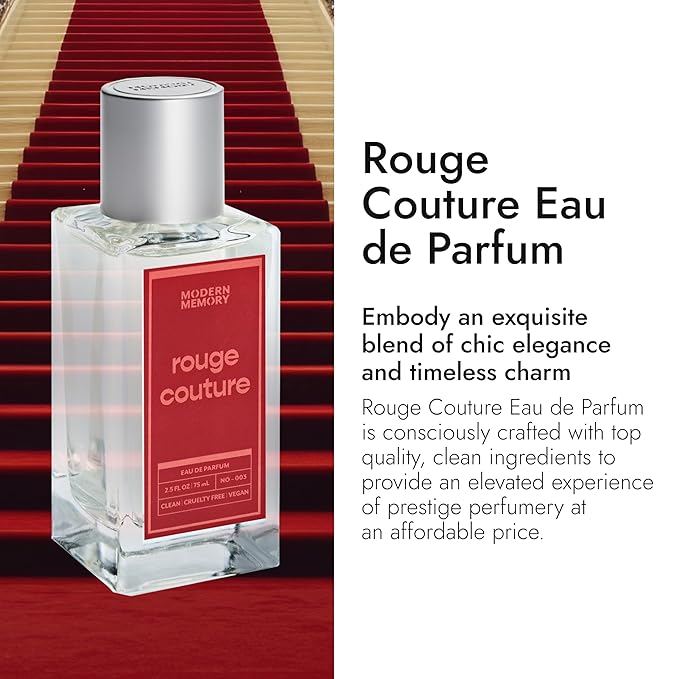 Modern Memory Rouge Couture Eau de Parfum for Women, 2.5 fl oz - Notes of Raspberry, Jasmine, & Golden Saffron