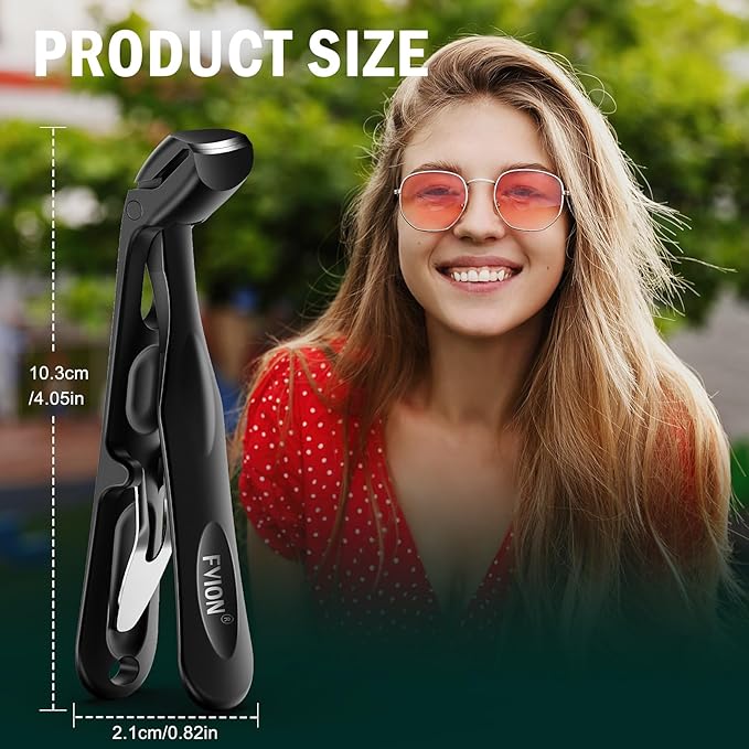 FVION Angled Toenail Clippers for Thick Nails – Extra Large Nail Clippers for Seniors, Heavy Duty Toe Nail Cutter for Men & Women with Catcher and Easy Grip Handle - Black