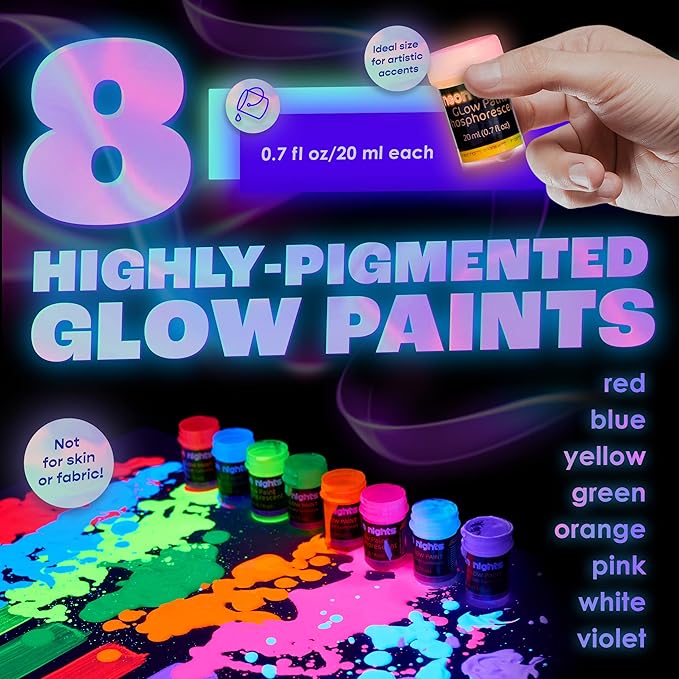 'XXL Set' 24 Cans of Glow in The Dark Paint by neon nights | Luminescent & Phosphorescent, Self-Luminous Paints