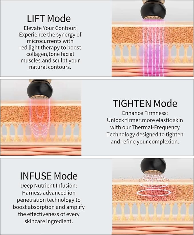 Era of Nature Red Light Facial Toning Device – 3-Mode Microcurrent & Red Light Technology – Lift, Tighten & Infuse – Compact Rejuvenating Skin Tool with Hydrating Gel – Home Beauty Device