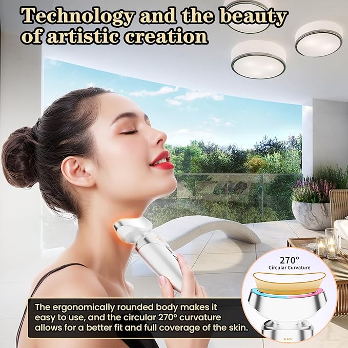 Face Massager, Red Light Therapy for Face and Neck, 3-in-1 Facial Massager Tool, Face Lift Device with Cold & Hot Vibration Technology, Portable Facial Massager for Wrinkles Skin Care, Firming