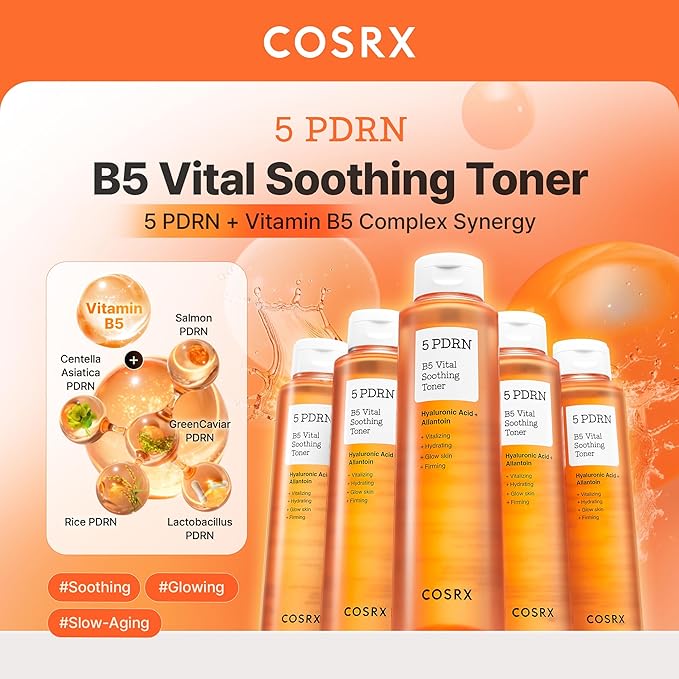 COSRX 5 PDRN B5 Vital Soothing Toner - Korean Toner for Rejuvenating & Soothing Skin with Salmon DNA, Centella, Lactobacillus PDRN & Panthenol, Korean Skin Care (280ml/9.46 fl.oz.)