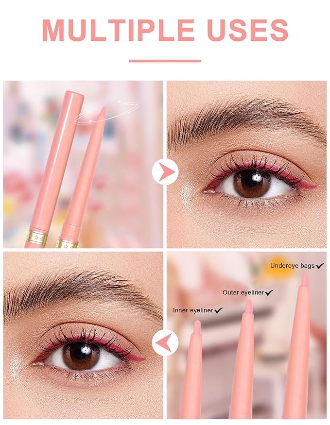 2PCS Light Brown Gel Eyeliner Pencil, Waterproof & Smudge Proof Eyeliner, Colorful Eyeliner Gel Pen, Soft and Smooth Texture, Hypoallergenic Eye Liner Pen Makeup for Women