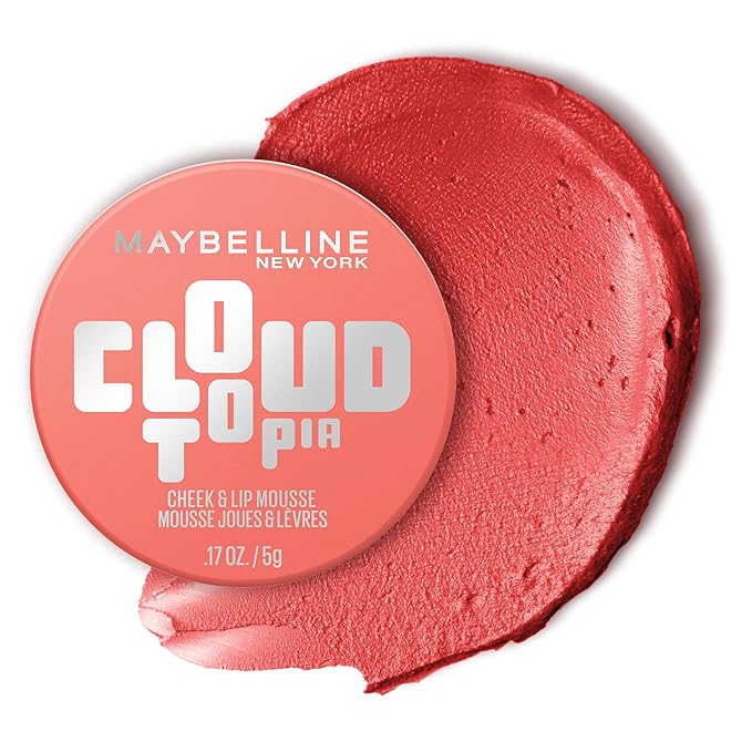 Maybelline Cloudtopia Blush for Cheeks and Lip Mousse, Ultra-Vivid, Pigmented Formula for Up to 14HR of Blush and Lip Makeup Color, Coral Illusion, 1 Count
