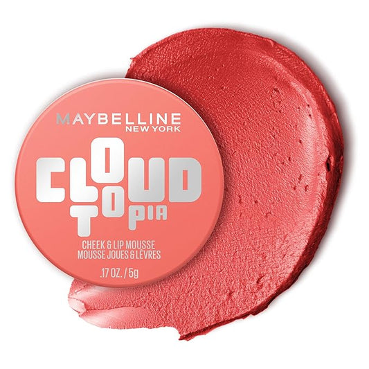 Maybelline Cloudtopia Blush for Cheeks and Lip Mousse, Ultra-Vivid, Pigmented Formula for Up to 14HR of Blush and Lip Makeup Color, Coral Illusion, 1 Count