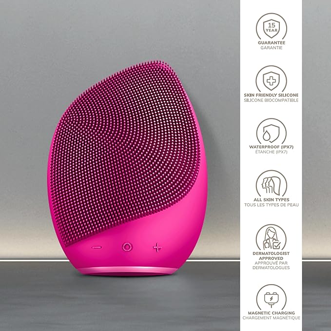 GESKE SmartAppGuided™ Sonic Facial Brush 5 in 1 | Vibrating Electric Facial Cleansing Brush | Soft Silicone Brush | Professional Facial Cleanser | Skin Cleanser & Exfoliator | Face Massager