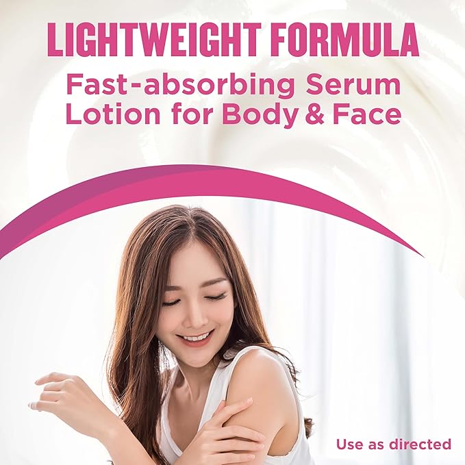 Gold Bond Plumping Collagen Body and Face Serum Lotion, Lightweight Hydrating Moisturizer with Collagen Peptide Complex, Jojoba and Grapeseed Oils to Visibly Plump Skin, Cherry Blossom, 8 oz, 2 Pack