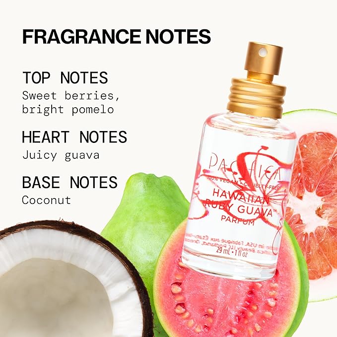 Pacifica Hawaiian Ruby Guava Spray Perfume - Vegan, Cruelty-Free Personal Fragrance with Essential Oils