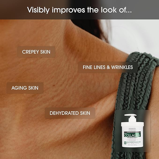 Advanced Clinicals Retinol Body Lotion + Collagen Cream Fragrance Free Face Moisturizer & Body Cream 2pc Skincare Set For Women & Men Helps Reduce Appearance Of Crepey Skin, Wrinkles, & Dry Skin, 2pc