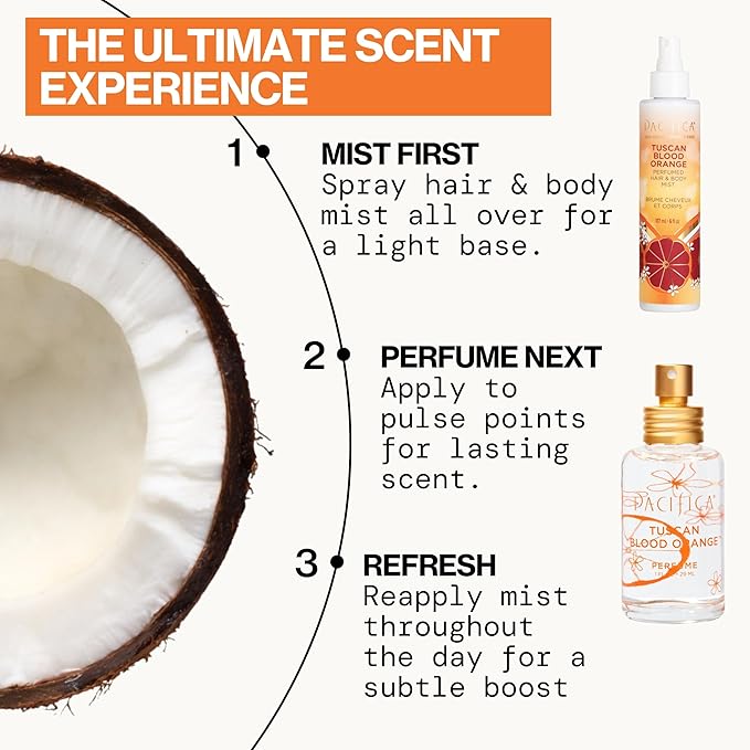 Pacifica Tuscan Blood Orange Perfume Spray for Women - Vegan, Cruelty-Free, Made in USA