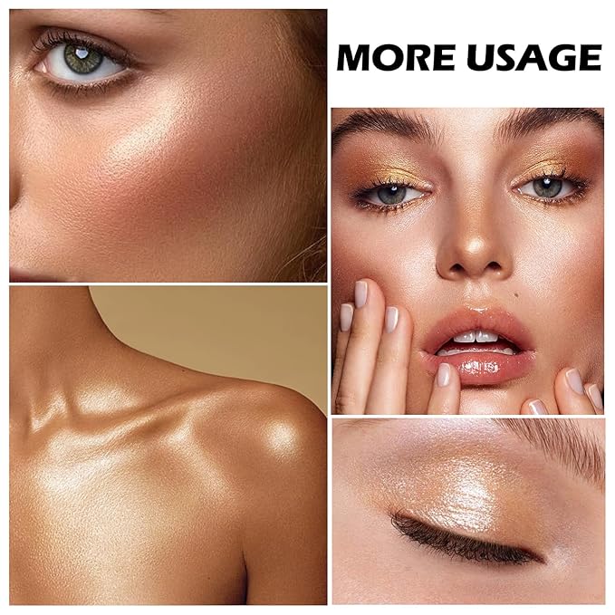 Boobeen Blush and Highlighter Palette- 4-color Metallic Shimmer Shadow Powder, Illuminator Makeup Set for Shading, Highlighting & Defining the Face