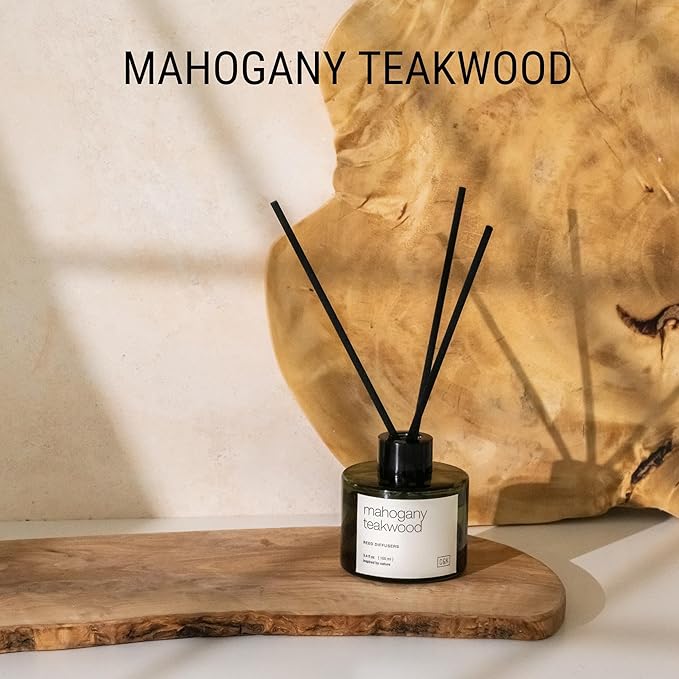 Craft & Kin Reed Diffuser Set Oakwood, Mahogany & Vetiver, Christmas Reed Diffusers for Home, Fragrance Diffuser Sticks, Oil Diffuser Sticks, Oil Diffuser with Sticks, Reed Diffuser for Men