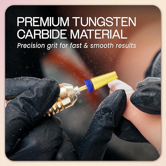 PANA 3/32" Shank 5-in-1 Nail Carbide Bit - (Triple Coarse - Medium Grit, Gold) - Two Way Rotate use for Both Left and Right Handed Fast Remove Acrylic or Hard Gel