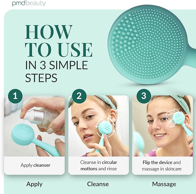PMD Beauty: Electric Facial Cleansing Brush - Smart Facial Device with Silicone Brush & Anti-Aging Massager, Teal