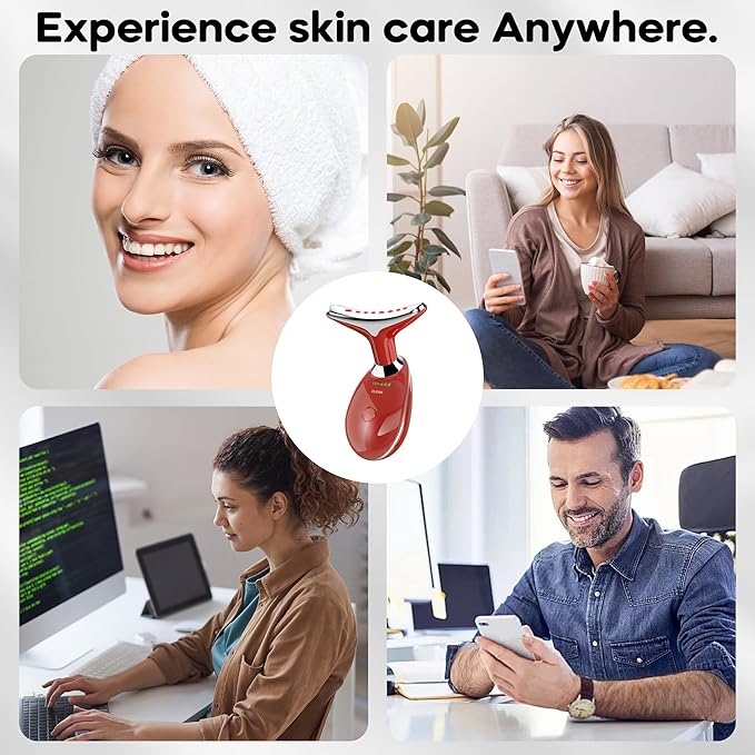 Facial Massager, Portable Face Neck Massager Wand for Skin Care(Red)