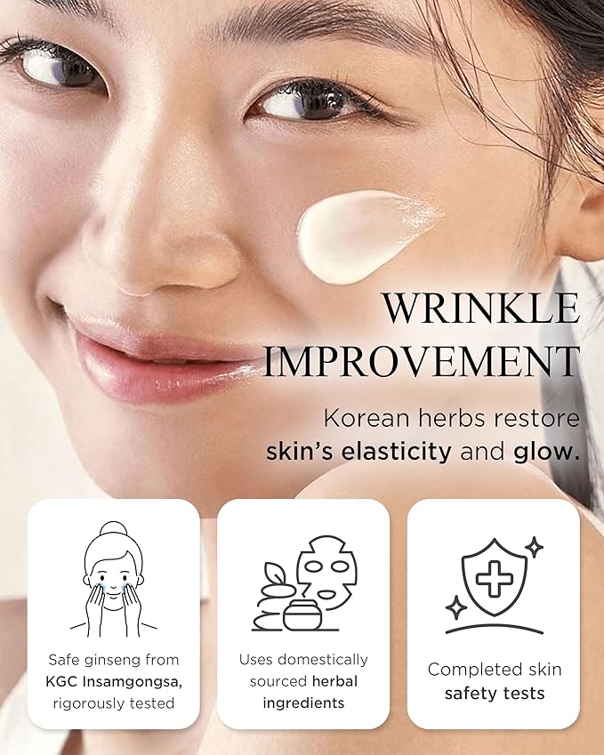 Bon Yeon Jin Red Ginseng Face Cream Duo Set (2 x 1.69oz) | Ceramide NP + Squalane Barrier Moisturizer | Unscented | Helps Reduce Look of Wrinkles | Korean Hanbang Skincare for Mature Skin