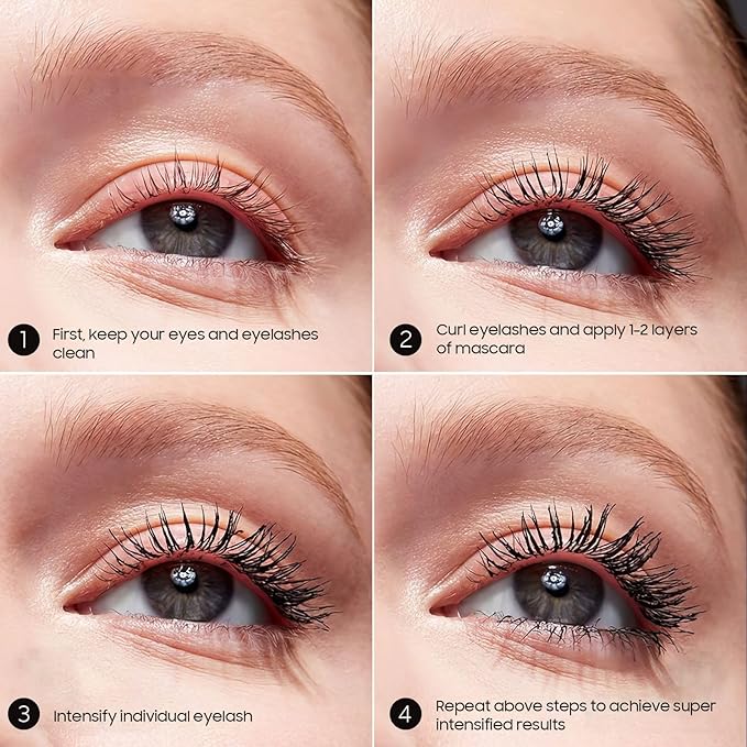 Waterproof Mascara Black, Mascara Volume and Length Smudge-proof Curling Eyelashes for 24H Charming Eye Make up, Vegan and Cruelty Free