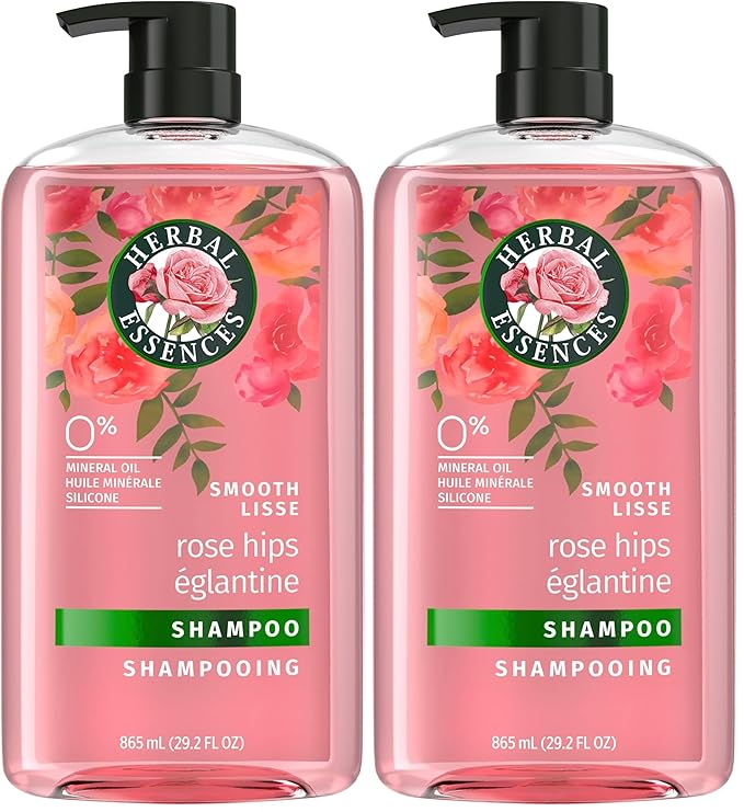 Herbal Essences Rose Hips Shampoo - Smooth, Shiny Hair with Vitamin E & Jojoba, Safe for Color Treated Hair, Floral Scent, Cruelty-Free, Dermatologist-Tested, 29.2 Fl Oz (Pack of 2)