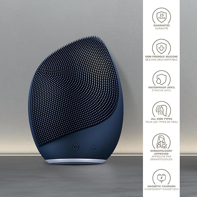 GESKE SmartAppGuided Sonic Facial Brush 5 in 1 | Vibrating Electric Cleansing Brush | Soft Silicone | Professional Cleanser | Skin Exfoliator | Face Massager
