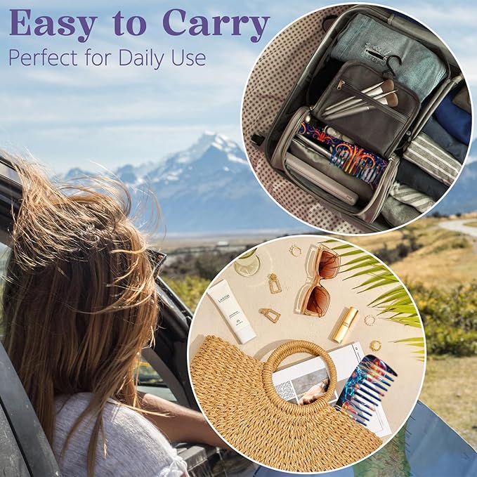 2PCS Wide Tooth Comb,Effortless Tangle Removal for Long Hair Styling Comb for Curly,Wet,Cute Aesthetic Design for Women Men and Girls(Blue-Octopus Jellyfish-18)