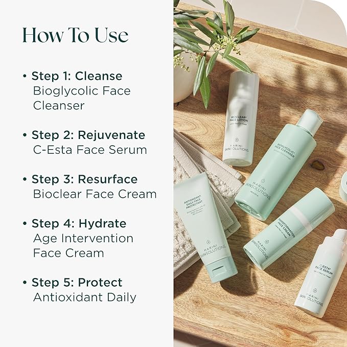 Marini SkinSolutions Skin Care Management System, Dry to Very Dry Skin with Antioxidant Daily Face Protectant SPF 33 - Cruelty Free - Made in The USA