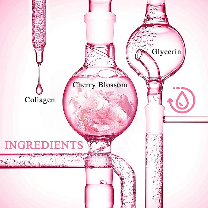 8PCS Skin Care Set, Moisturizing Cherry Blossom Facial Skin Care Kit, Hydrating Skincare Set for Women, Travel Facial Care Kits with Face Masks, Eye Cream, Cleansing Lotion, Serum, Face Cream,Toner