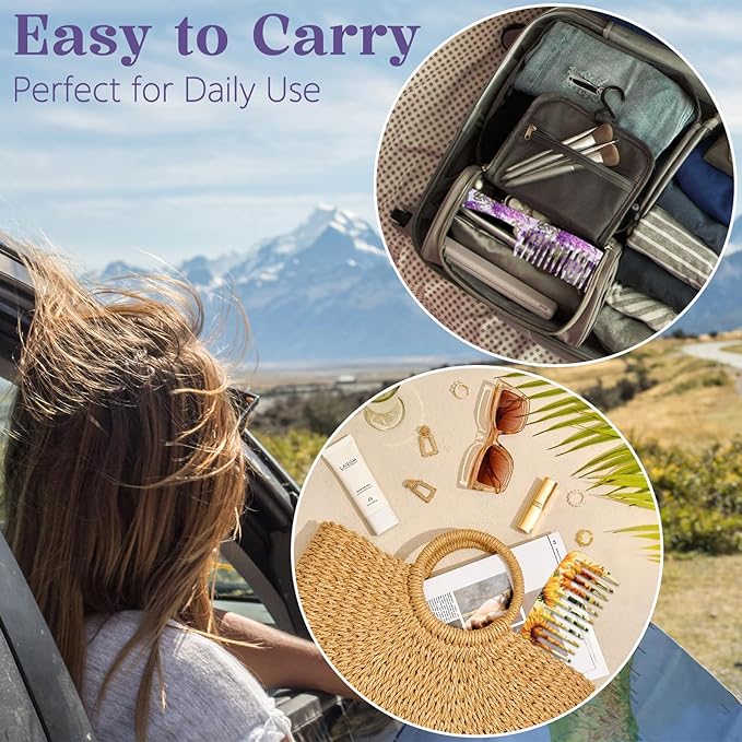 2PCS Wide Tooth Comb,Effortless Tangle Removal for Long Hair Styling Comb for Curly,Wet,Cute Aesthetic Design for Women Men and Girls(Yellow-Flower-12)