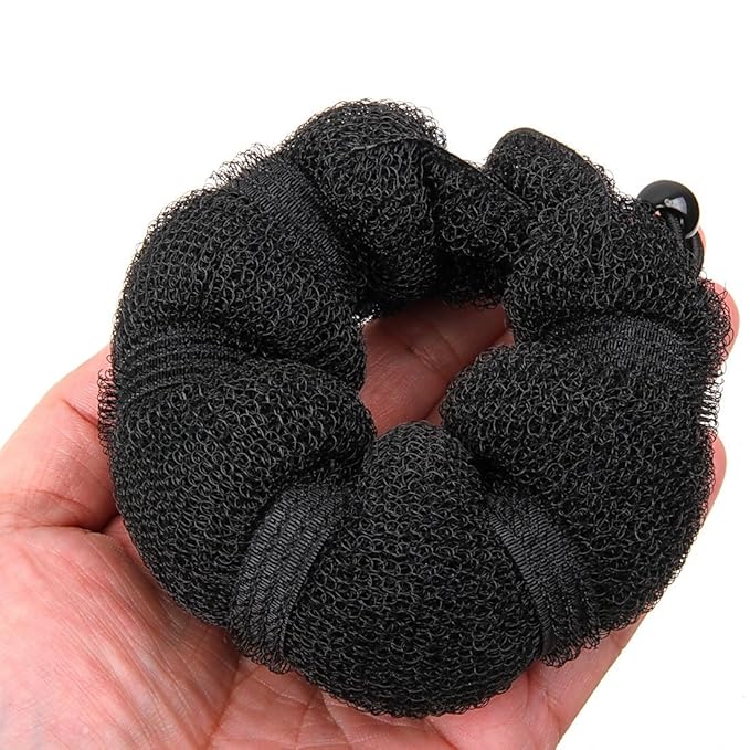 Goldrose Beauty Hair Styling Accessory - 2 Pieces Doughnut Hair Bun Maker and Curler in Small & Large (Black)