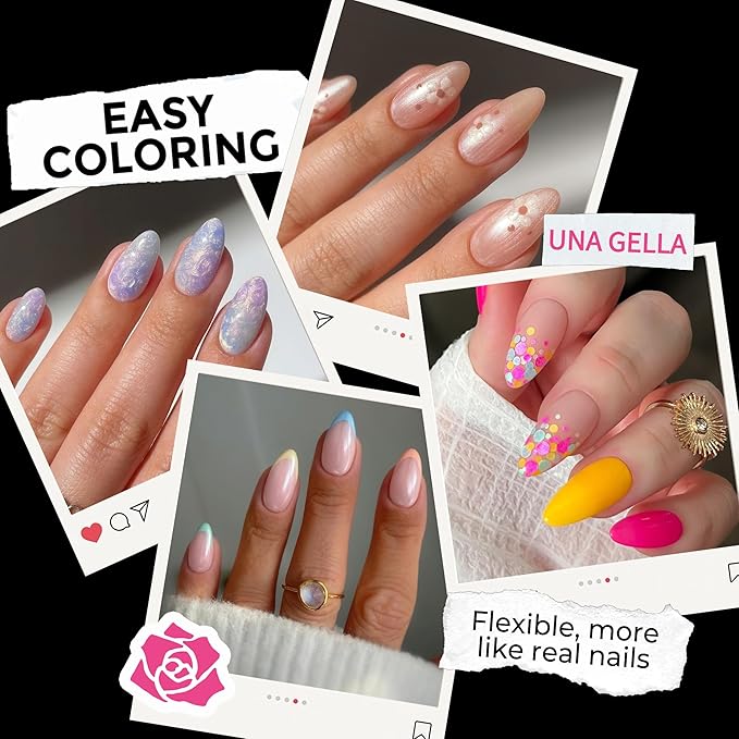UNA GELLA Almond Nail Tips, 216pcs Pointed Almond Gel Nail Tips Pre-shape Half Matte Full Cover Clear Acrylic Soft Gel Fake Nails for Nail Extension Nail Art 12 Sizes