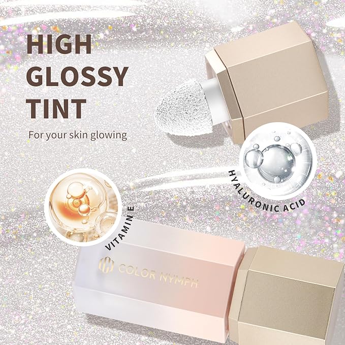 Color Nymph Makeup Highlighter Glitter Stick, Liquid Gel Highlighter For Face Eye Body Chameleon Shimmer Glow Makeup Highlighters With Sponge Tip - 06# Fluorescent Pink