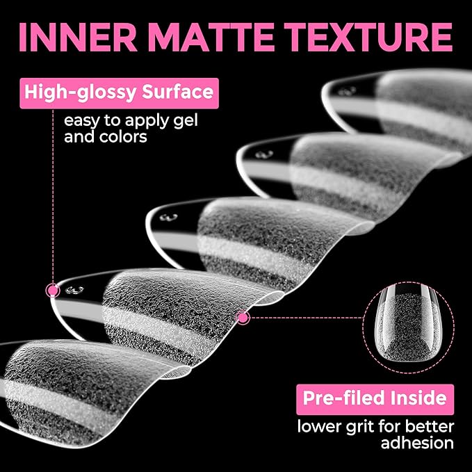 UNA GELLA Short Almond Round Fake Nails 216pcs Almond Press on Nails Pre-shape Oval Gel Nail Tips for Full Cover Acrylic Short Round Nails For Nails tips Extension 12 Sizes