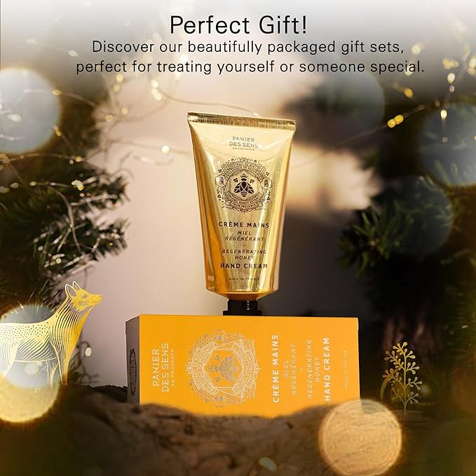 Panier des Sens Honey Hand Cream - Nourishing Shea Butter Hand Cream for Dry Cracked Hands 97% Natural Ingredients - Dermatologically Tested Hand Lotion for Woman Made in France, 2.5 fl oz