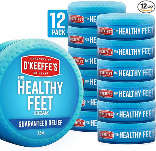 O'Keeffe's for Healthy Feet Foot Cream - 3.2 oz Jar (12 Pack) - Guaranteed Relief for Extremely Cracked, Dry Feet, Repairing Skincare, Instantly Boosts and Retains Moisture Levels
