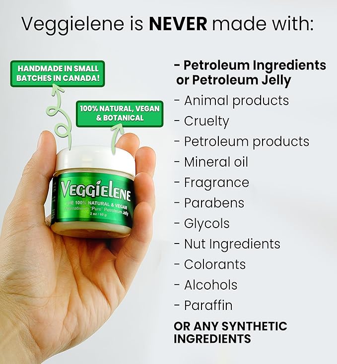 Beesaluxe Veggielene - 100% Natural, Vegan & Hypoallergenic Alternative to Petroleum Jelly - Unpetroleum - Lips, Hands, Baby, Makeup Remover and More (2 Ounce)