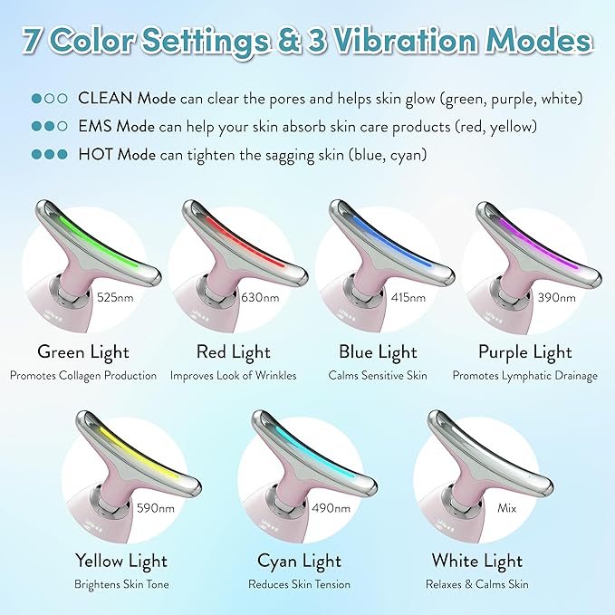 Éclat Facial Massager for Lymphatic Drainage, Face, Neck & Body Tool for Skin Care, Heated Electric Beauty Device for Wrinkles, Fine Lines, Puffy Skin, Lifting, Firming, Sculpting with 7 Light Therapy